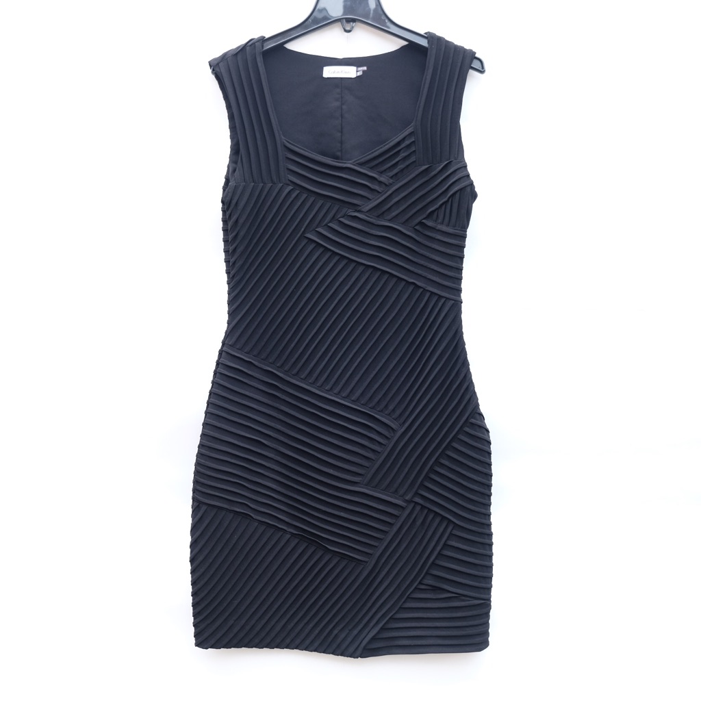 Calvin Klein Bodycon Sheath Textured Sleeveless Form Fitting Mini Dress Euc 8